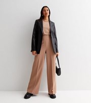 New Look Tall Camel Crepe Wide Leg Tailored Trousers